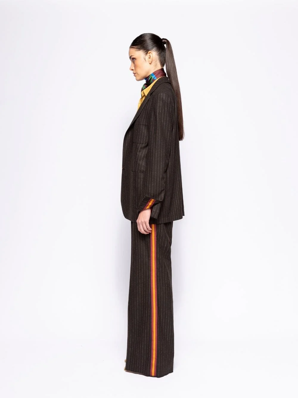 Torenia Coffee Bean Striped Pants with Side Detail - Image 6
