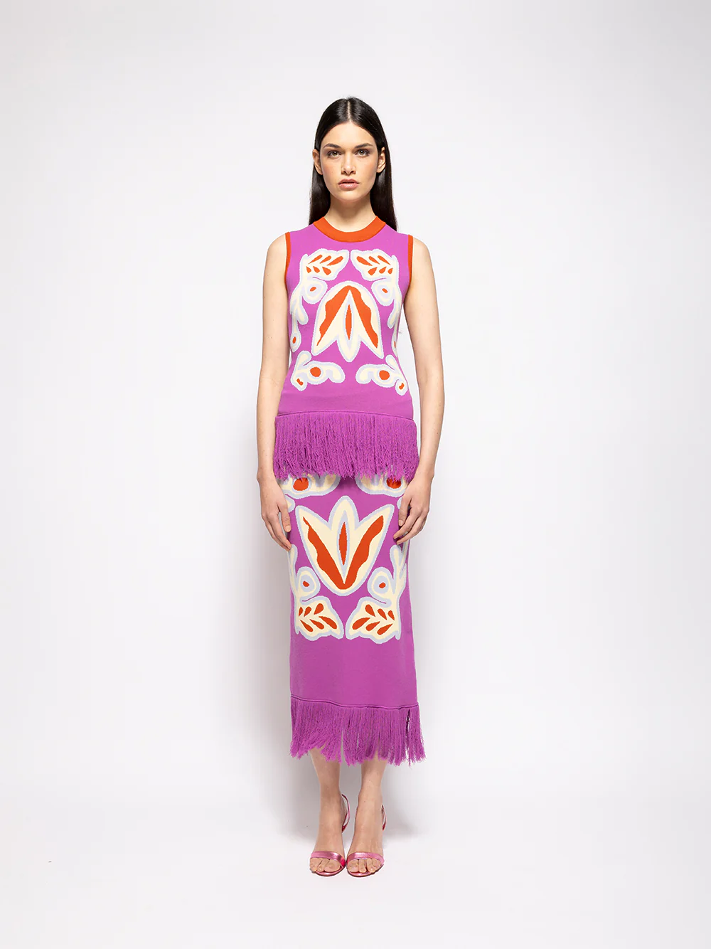 Turner Bellflower Jacquard Skirt with Fringes - Image 2