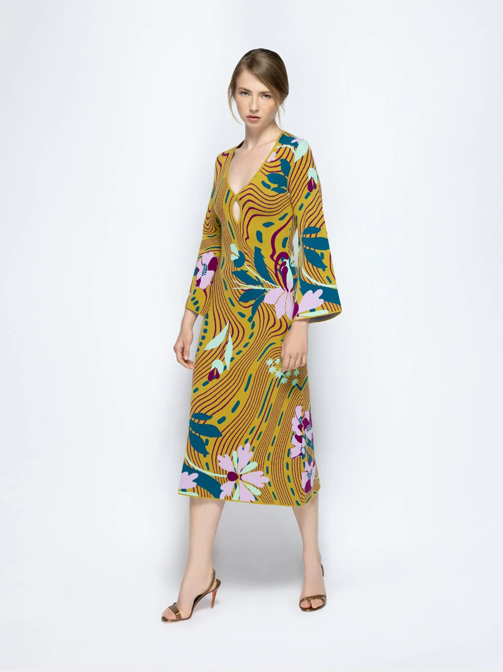 Varvara Floral Psic Jacquard Dress - Image 2