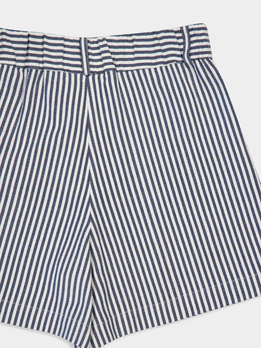 Virgo Navy Hand-Woven Striped Wide-Leg Shorts - Image 12