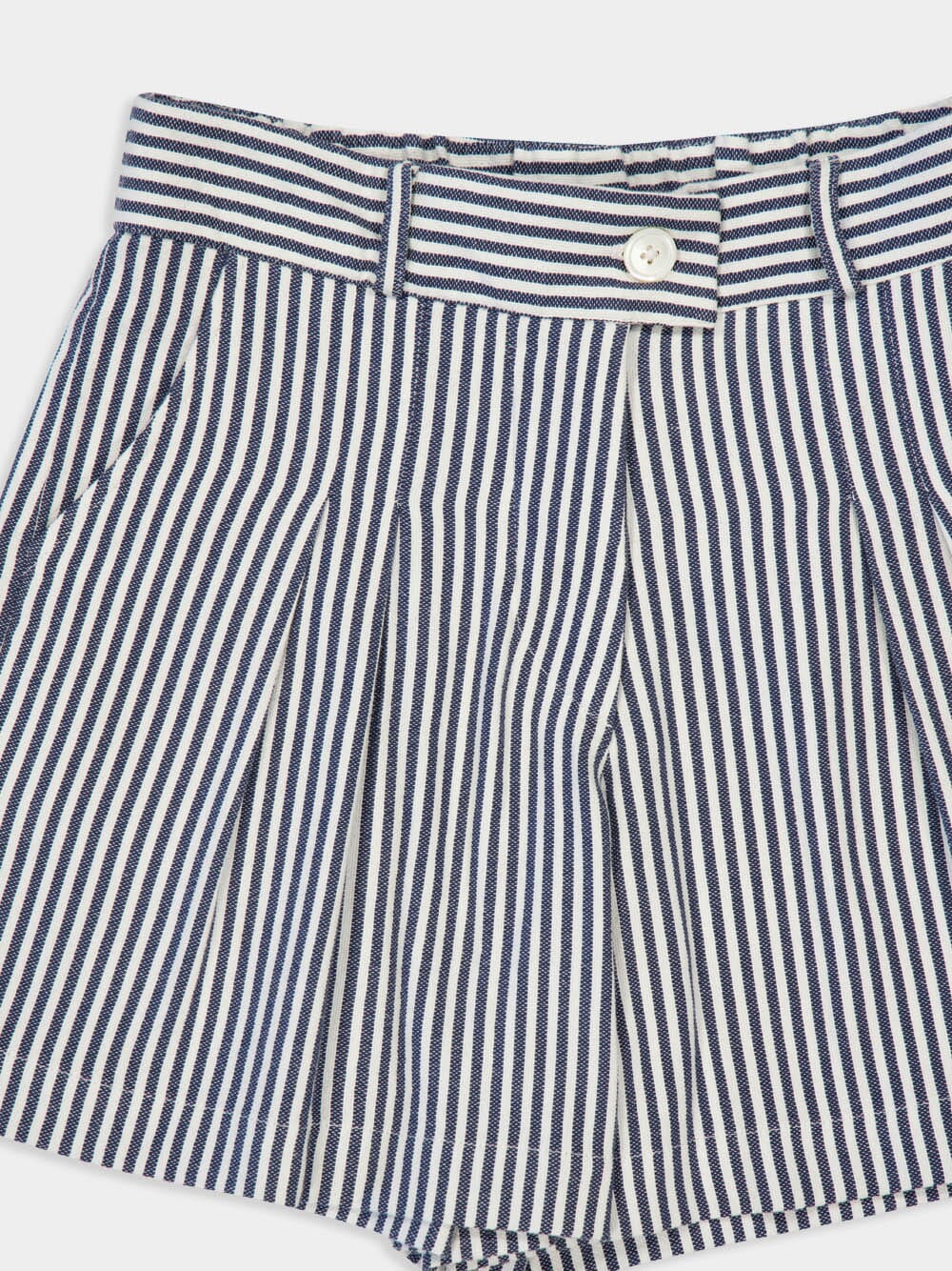 Virgo Navy Hand-Woven Striped Wide-Leg Shorts - Image 5