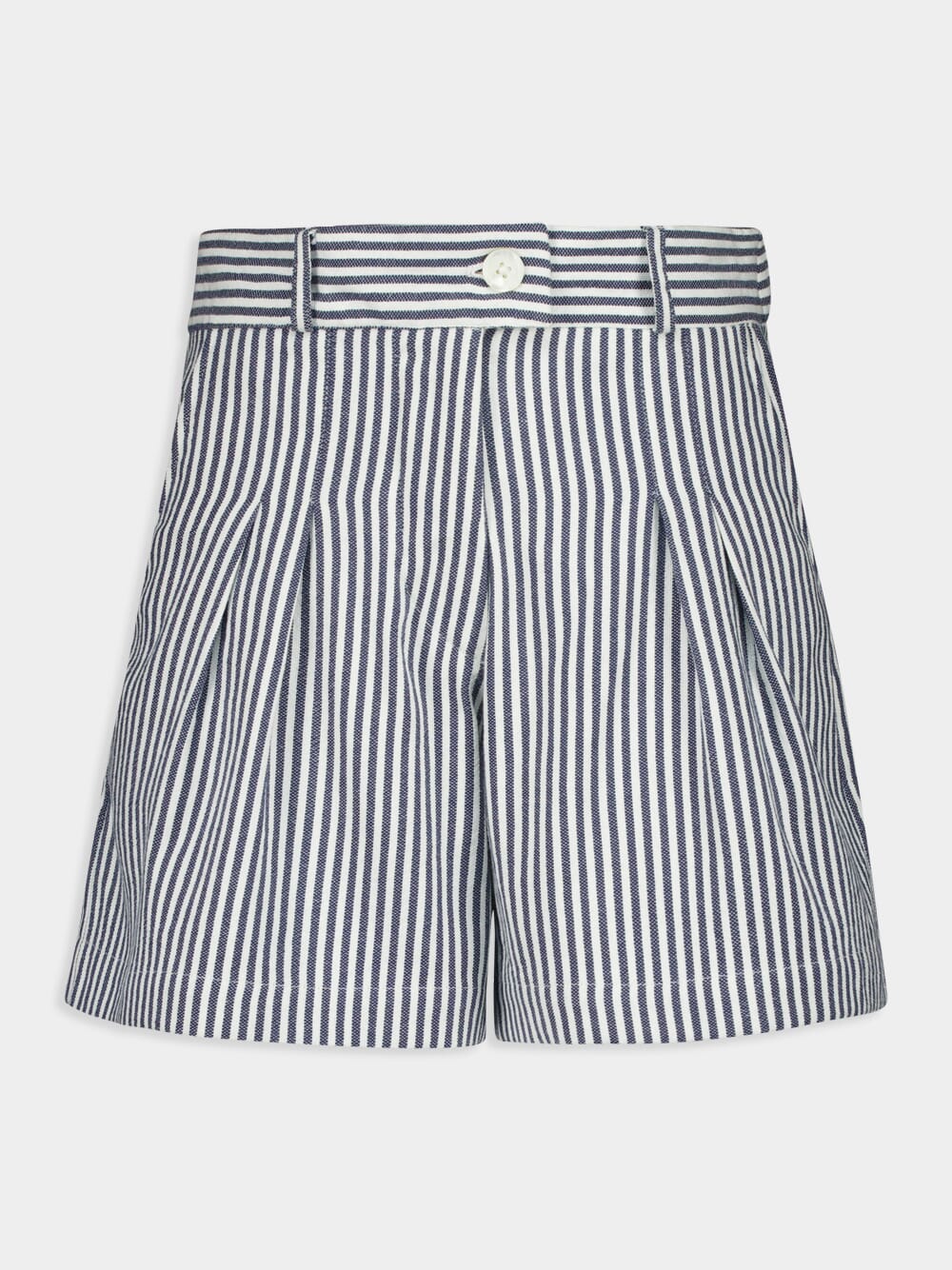 Virgo Navy Hand-Woven Striped Wide-Leg Shorts - Image 9