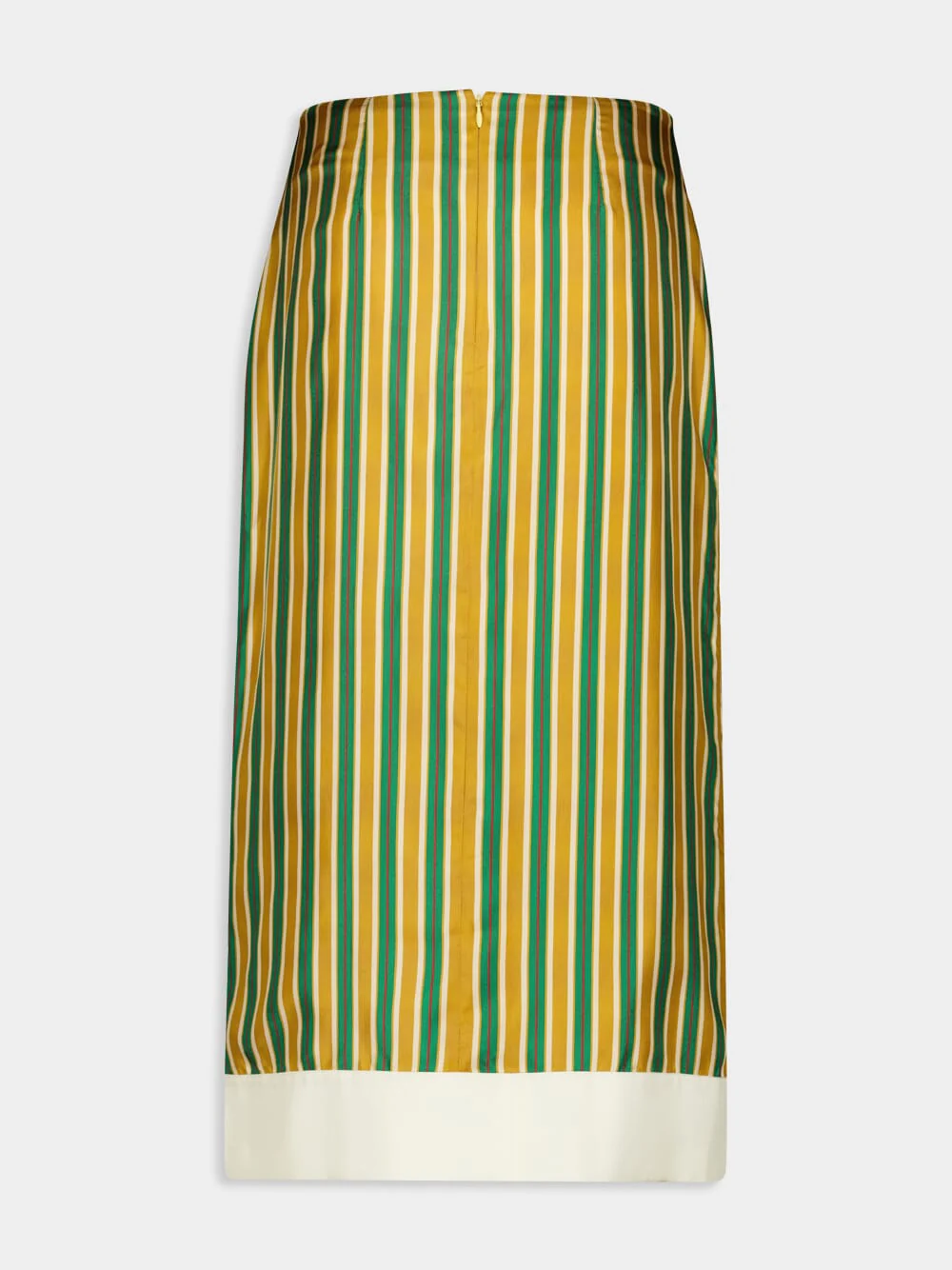 Yarrow Printed Silk Twill Striped Skirt - Image 3