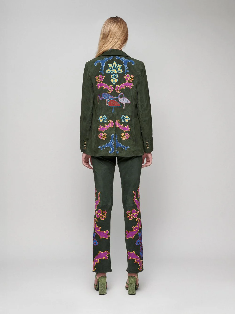 Zirconia Suede Embroidered Pants - Image 4