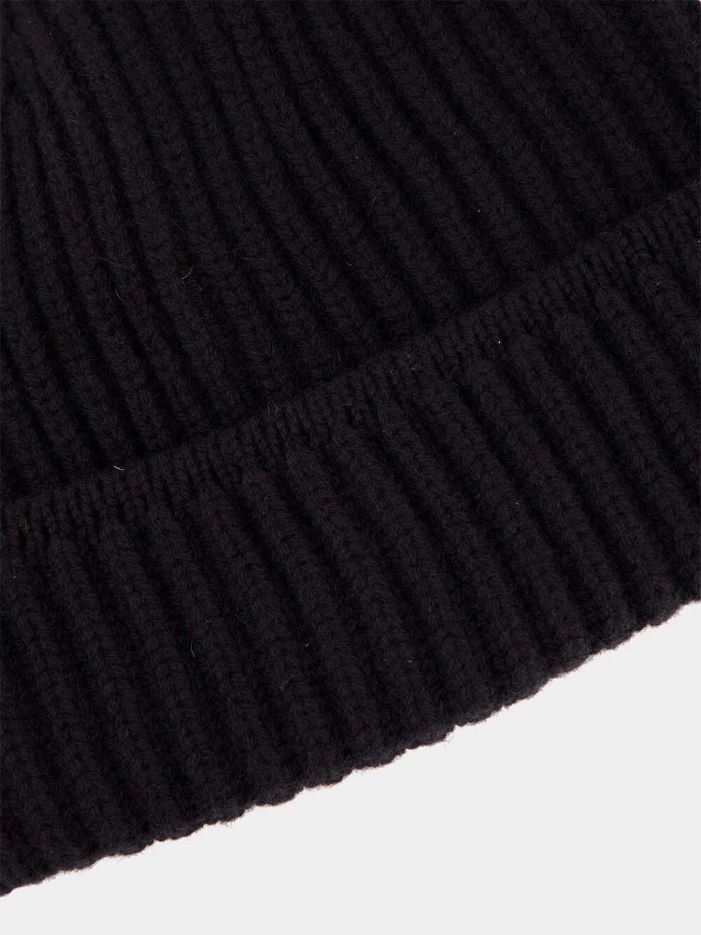Black Ribbed Cashmere Beanie - Image 2