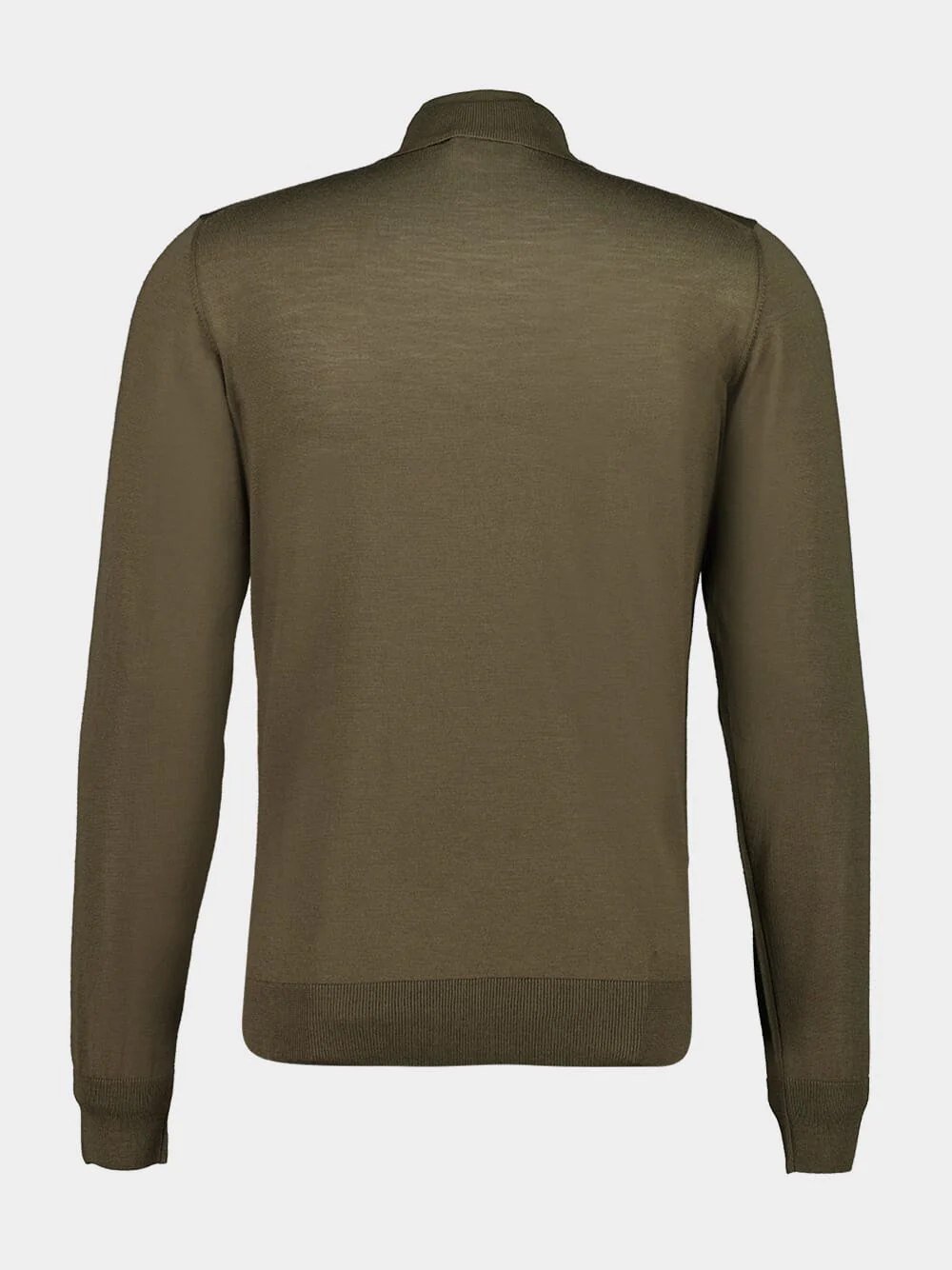 Army Green Virgin Wool High-Neck Jumper - Image 2