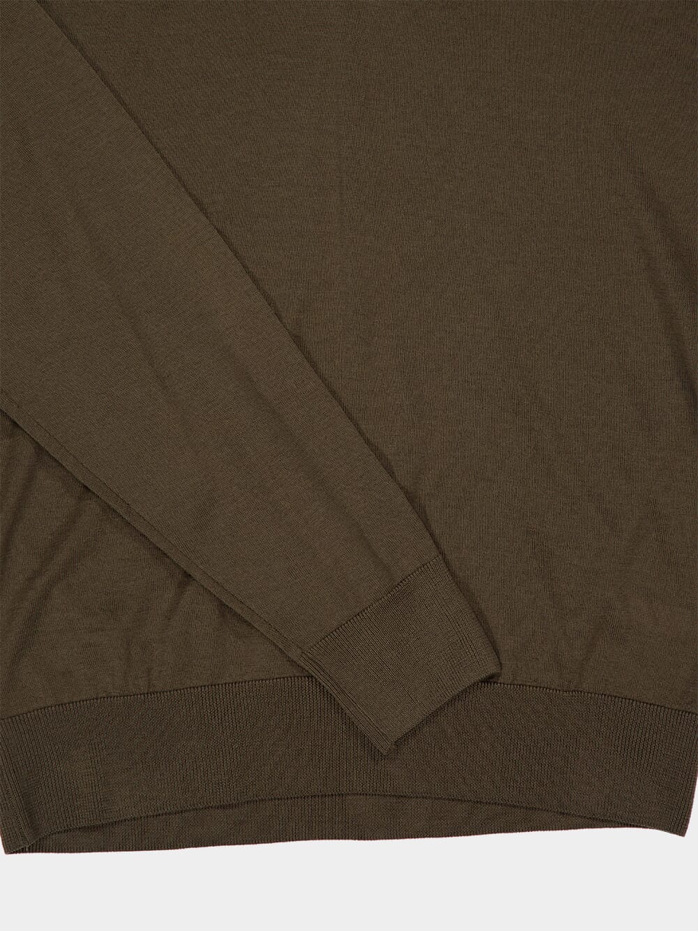 Army Green Virgin Wool V-Neck Jumper - Image 4