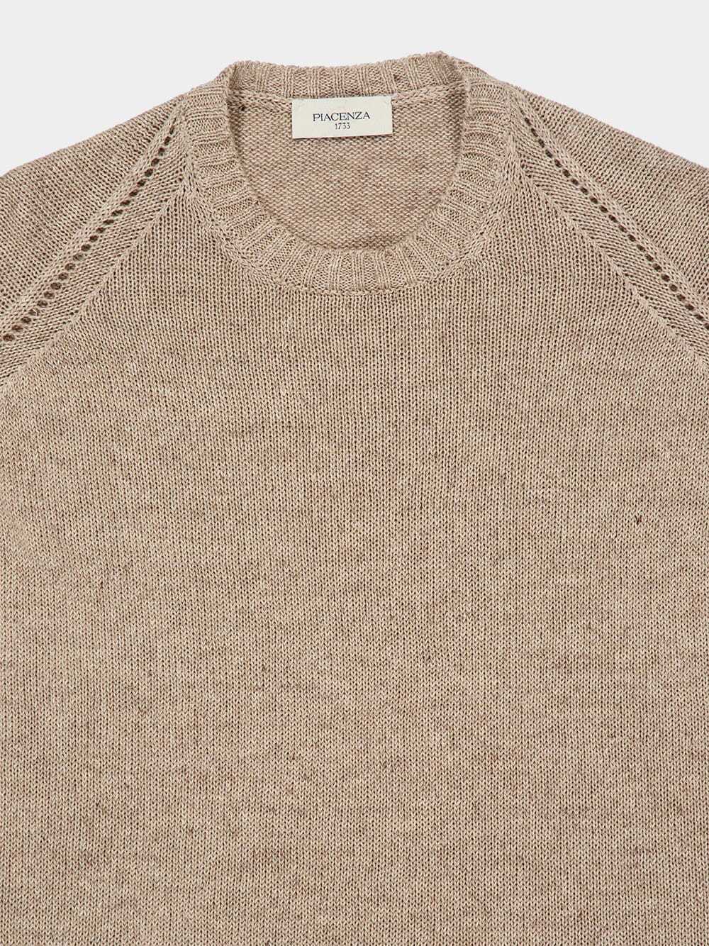 Beige Linen and Cotton Knit Pullover - Image 3