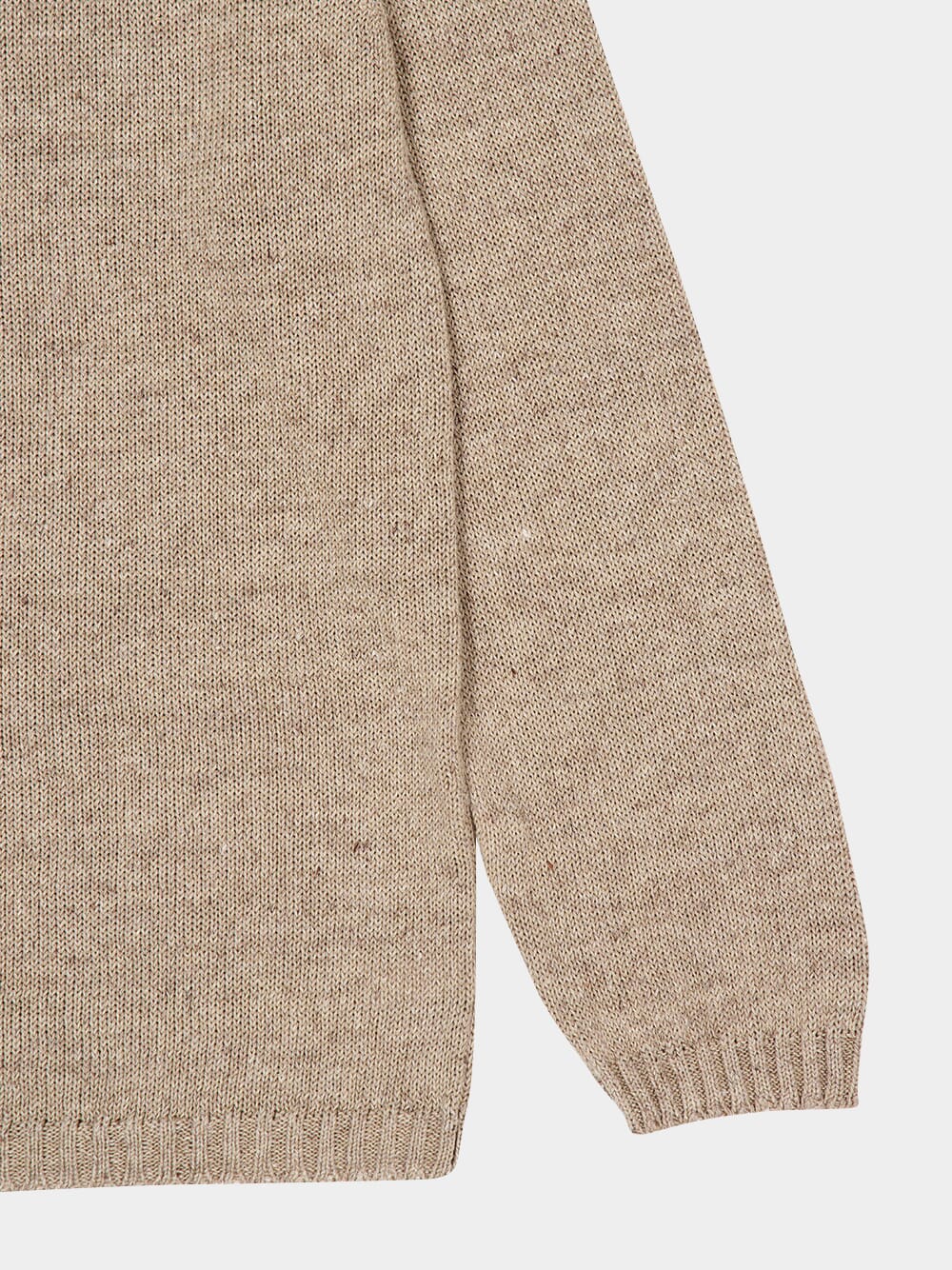 Beige Linen and Cotton Knit Pullover - Image 4
