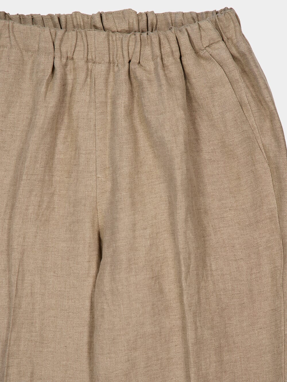 Beige Linen Straight-Leg Trousers - Image 3