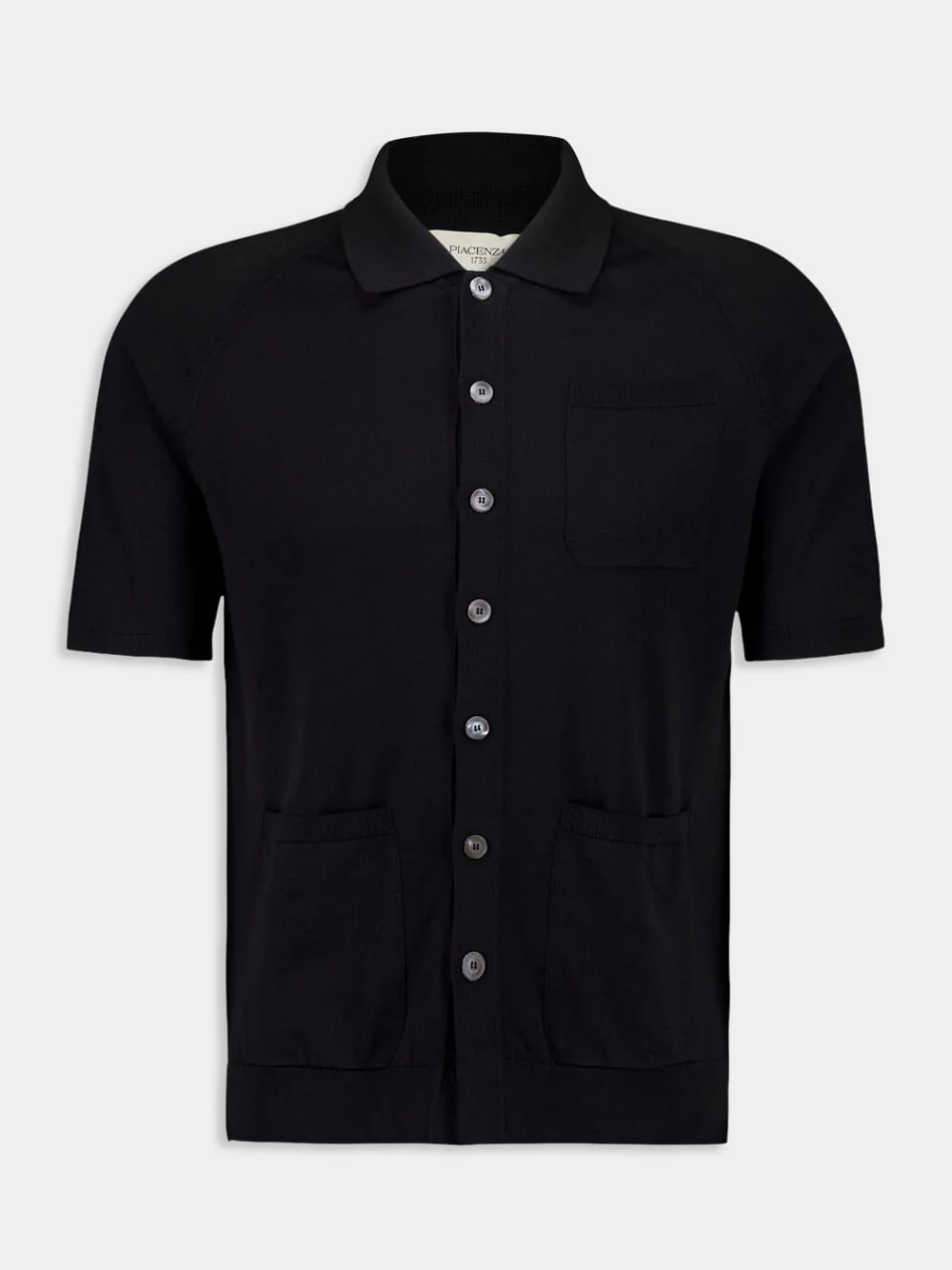 Black Short-Sleeve Button-Up Shirt