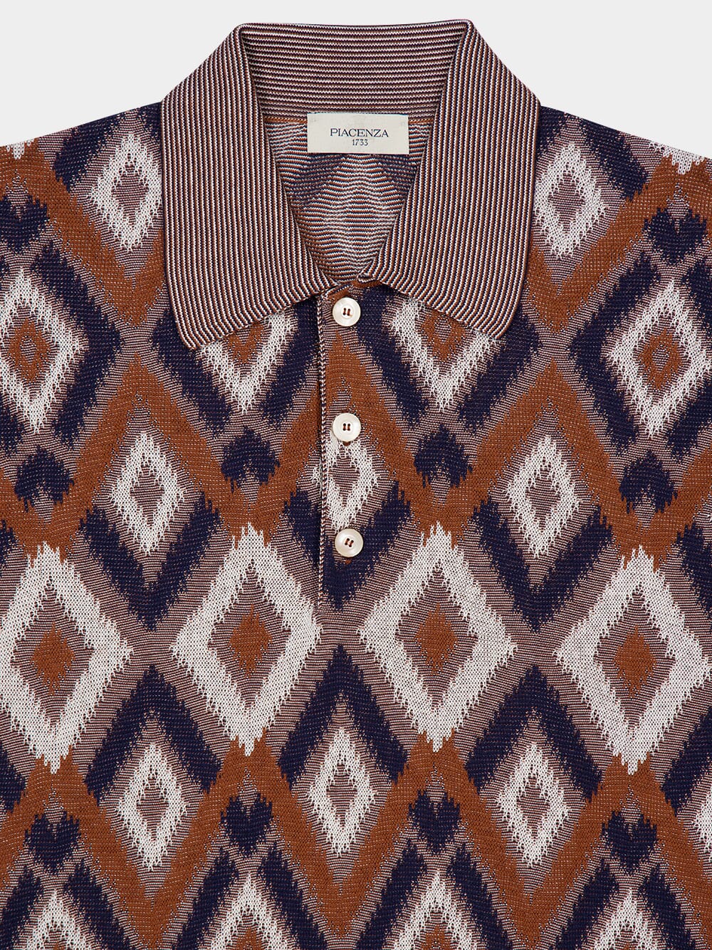 Blue and Brick Orange Cotton Polo Shirt - Image 3