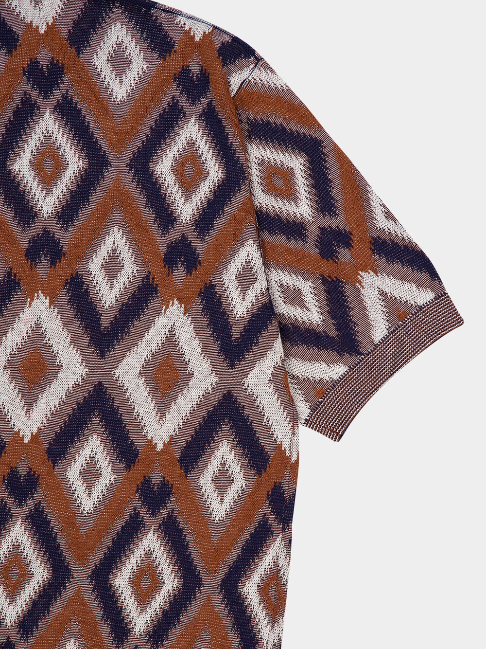 Blue and Brick Orange Cotton Polo Shirt - Image 4