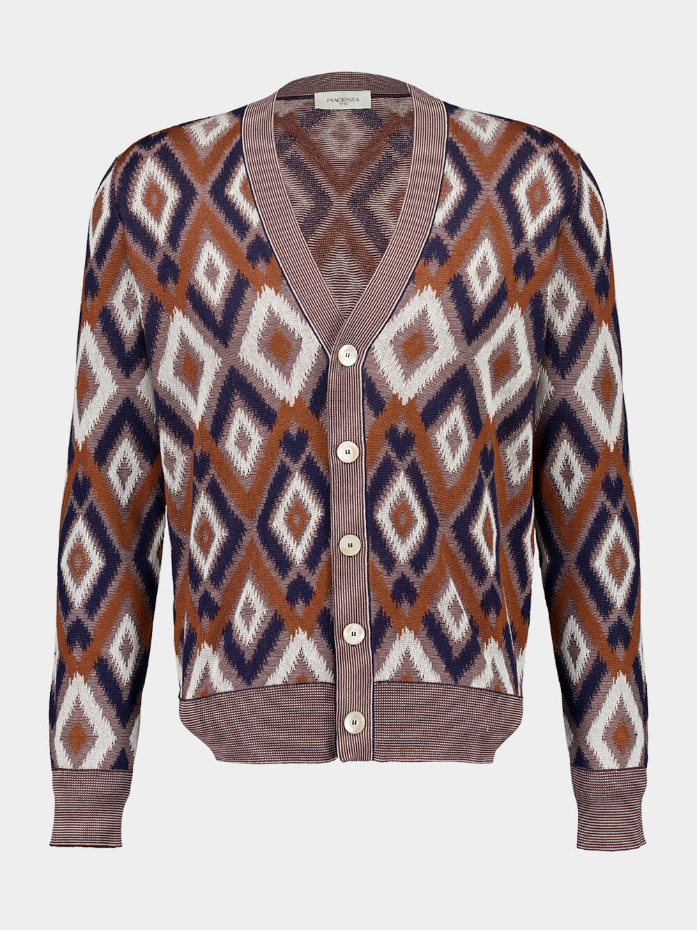Blue and Brick Orange Knit Cardigan