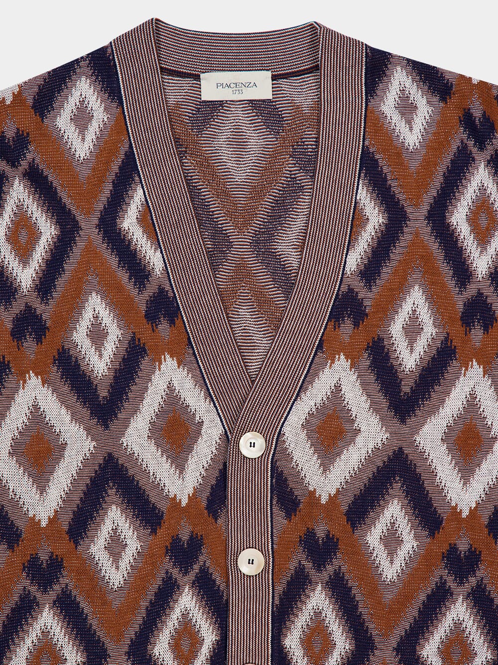 Blue and Brick Orange Knit Cardigan - Image 3