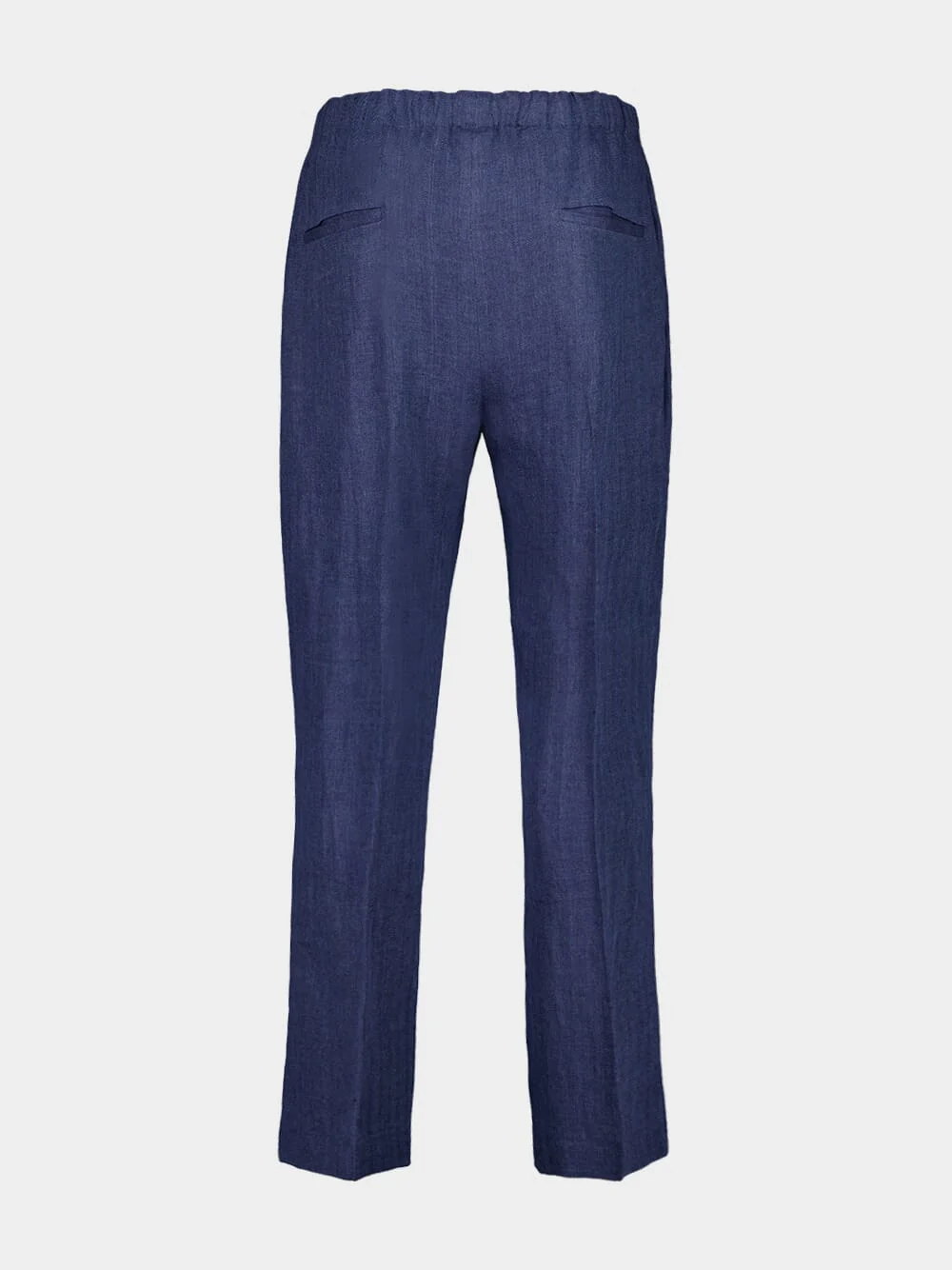 Blue Linen Straight-Leg Trousers - Image 2