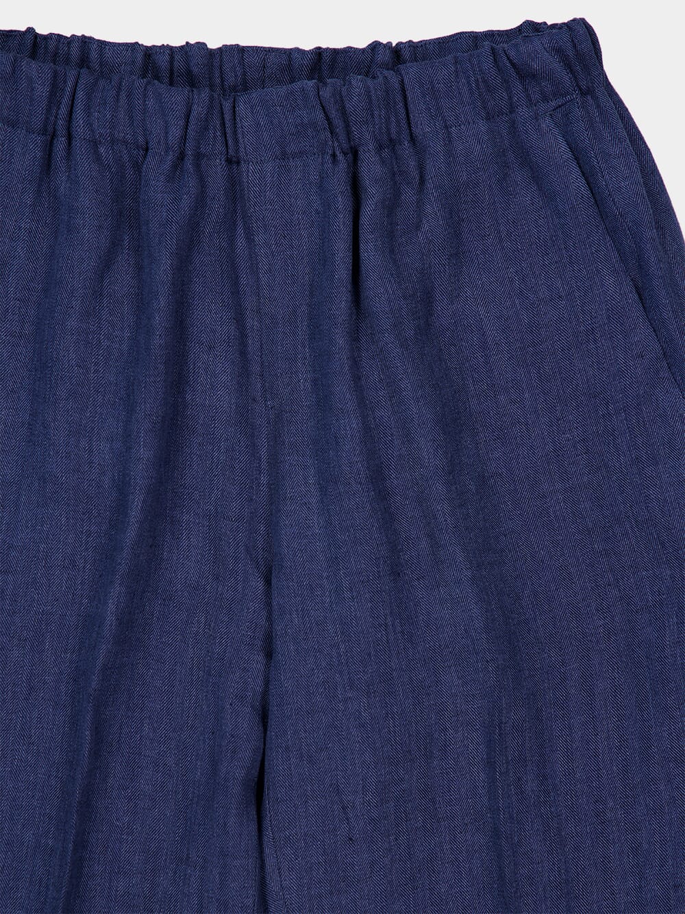 Blue Linen Straight-Leg Trousers - Image 3