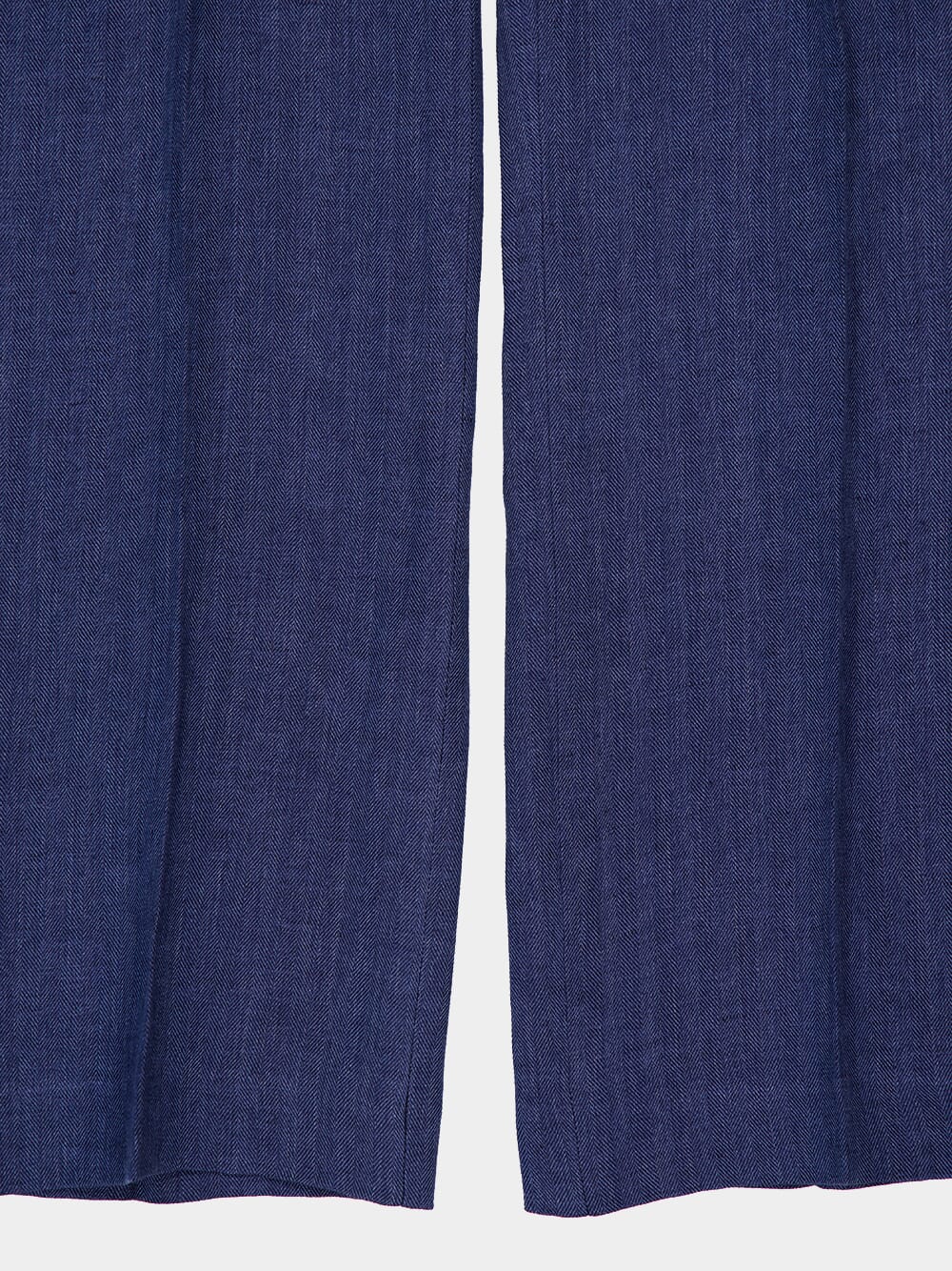 Blue Linen Straight-Leg Trousers - Image 4