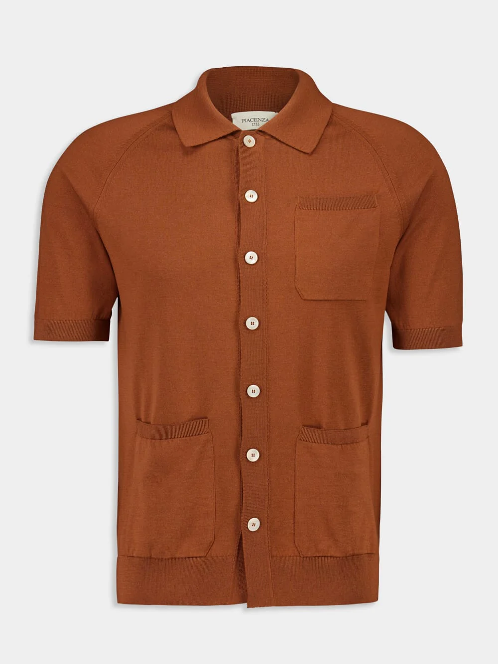 Brick Red Short-Sleeve Button-Up Shirt