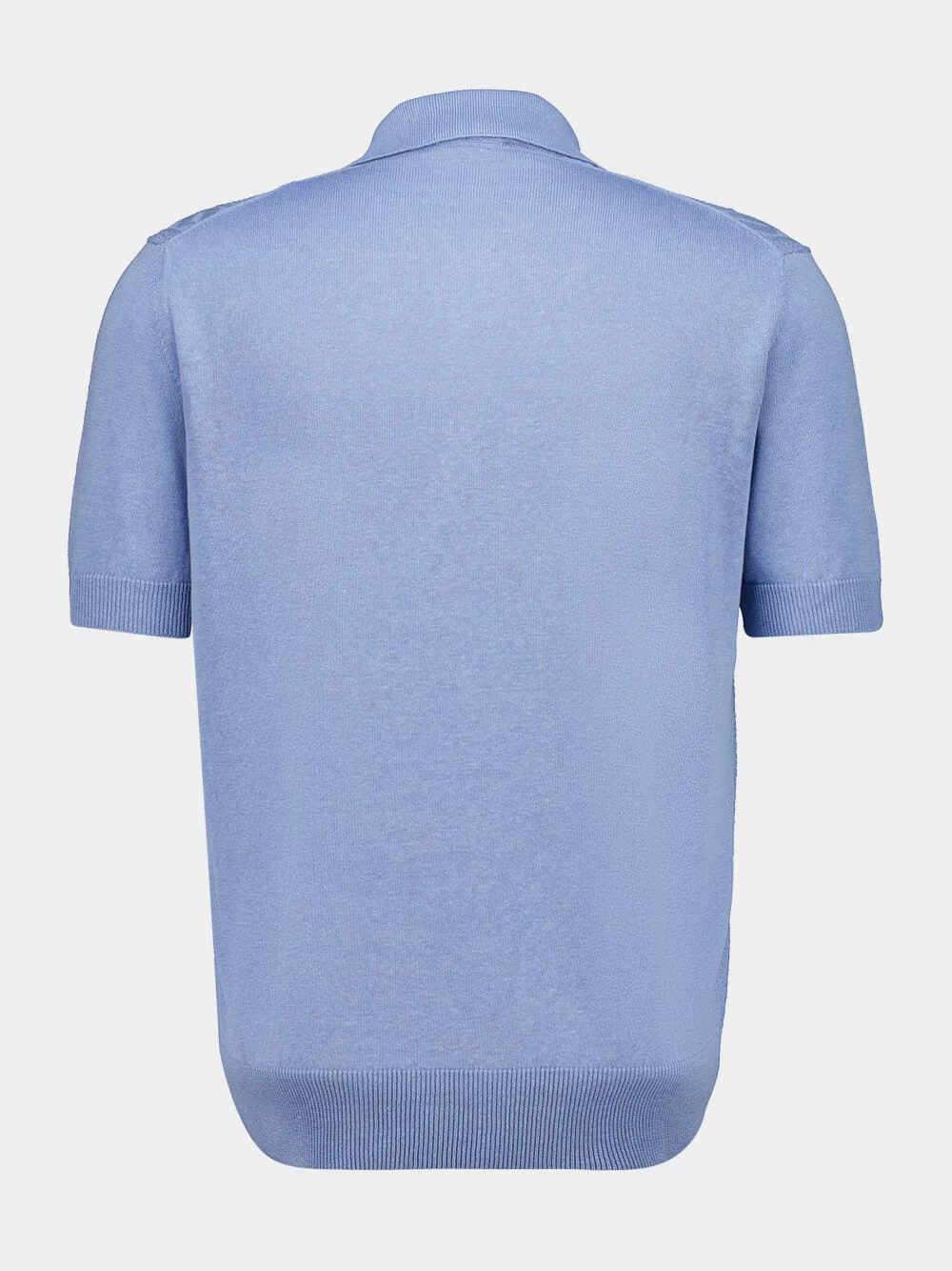 Celeste Blue Silk and Cotton Knit Polo - Image 2