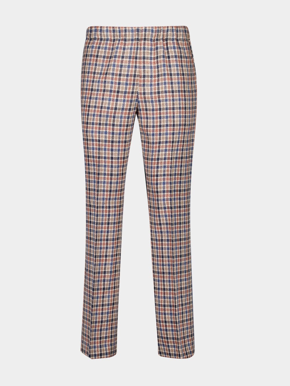 Checked Linen Cotton Straight-Leg Trousers