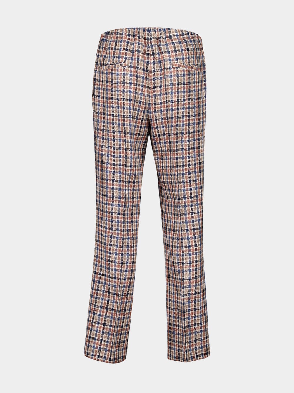 Checked Linen Cotton Straight-Leg Trousers - Image 2