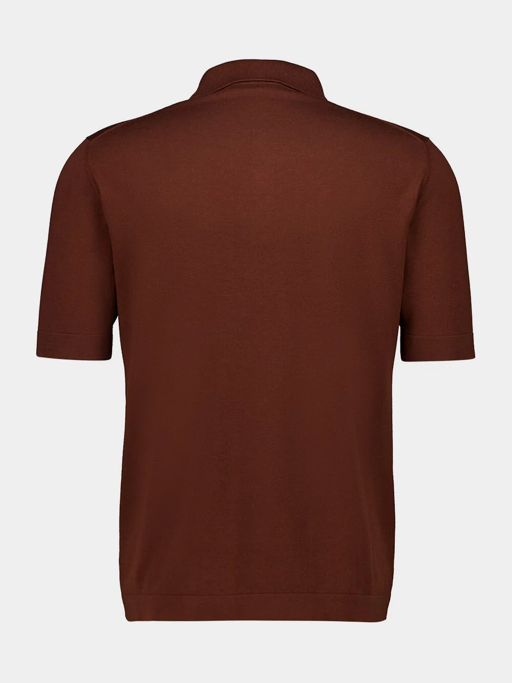 Chocolate Brown Silk and Cotton Polo Shirt - Image 2