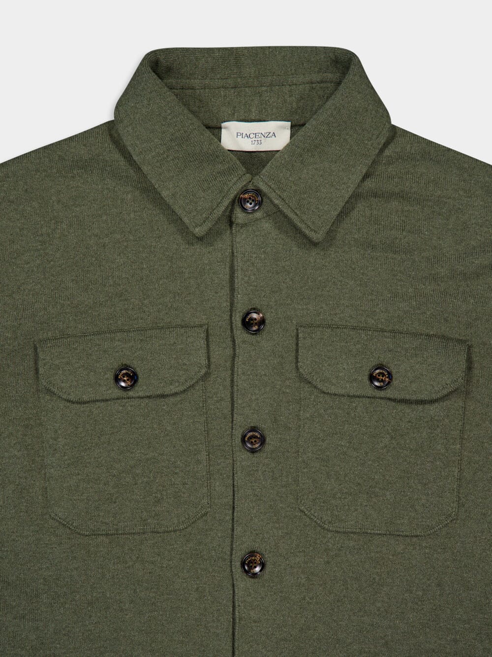 Army Green Cashmere Shirt Jacket - Image 3