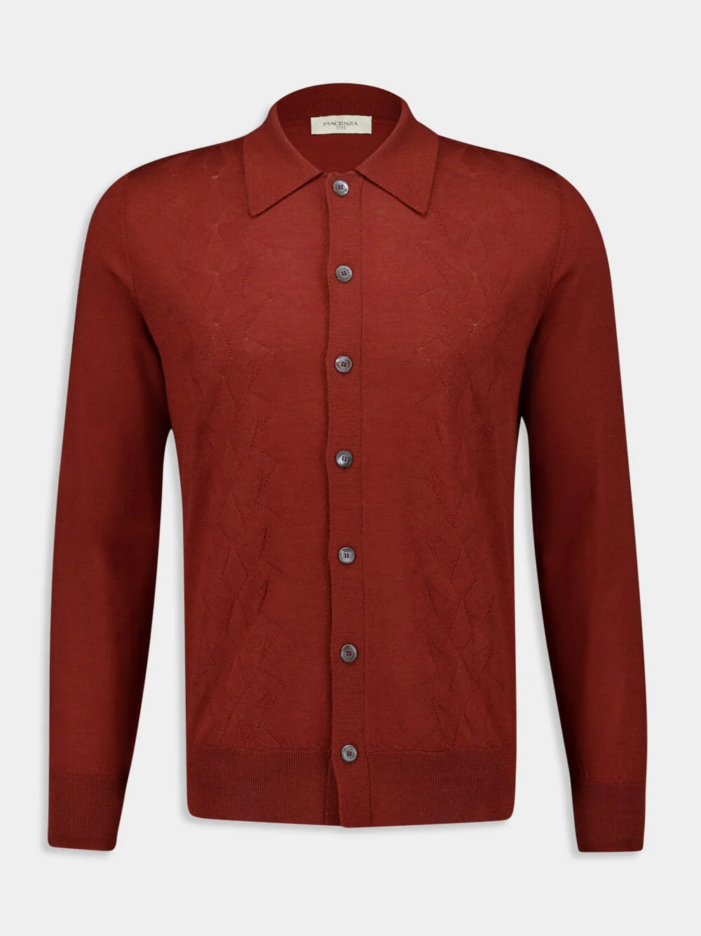 Merino Wool Silk Rust Button-Up Shirt