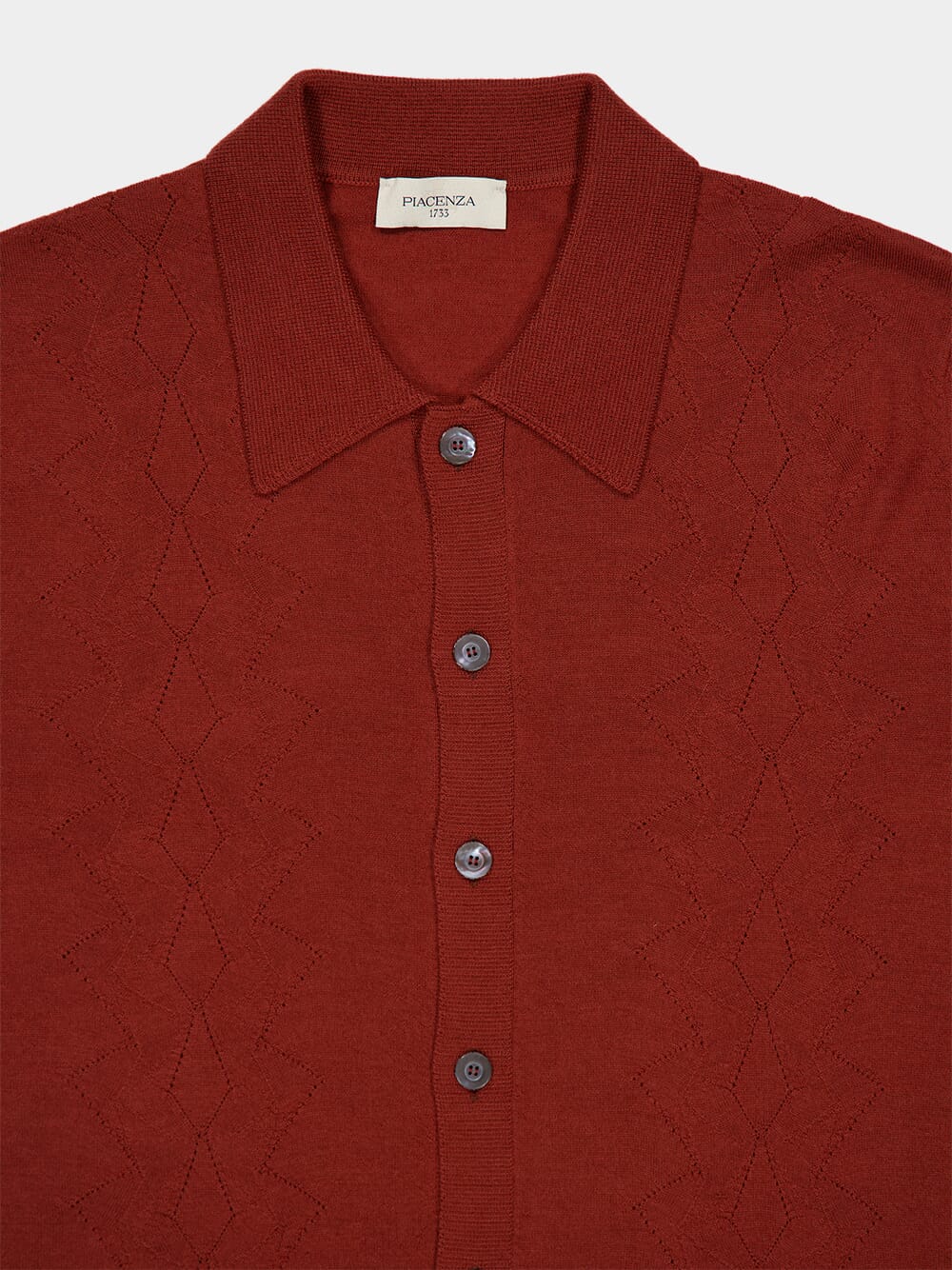 Merino Wool Silk Rust Button-Up Shirt - Image 3