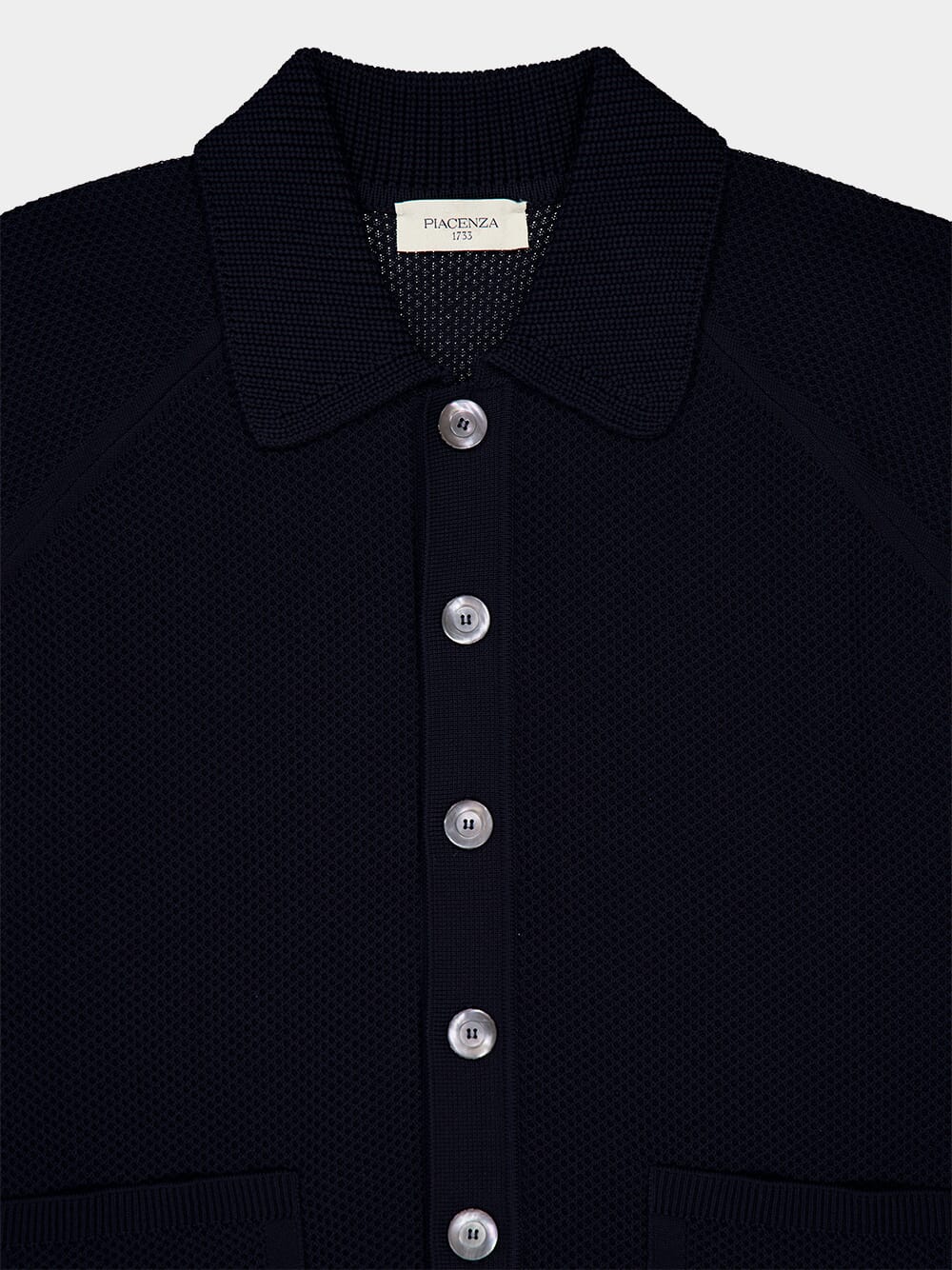 Navy Blue Buttoned Cotton Overshirt - Image 3