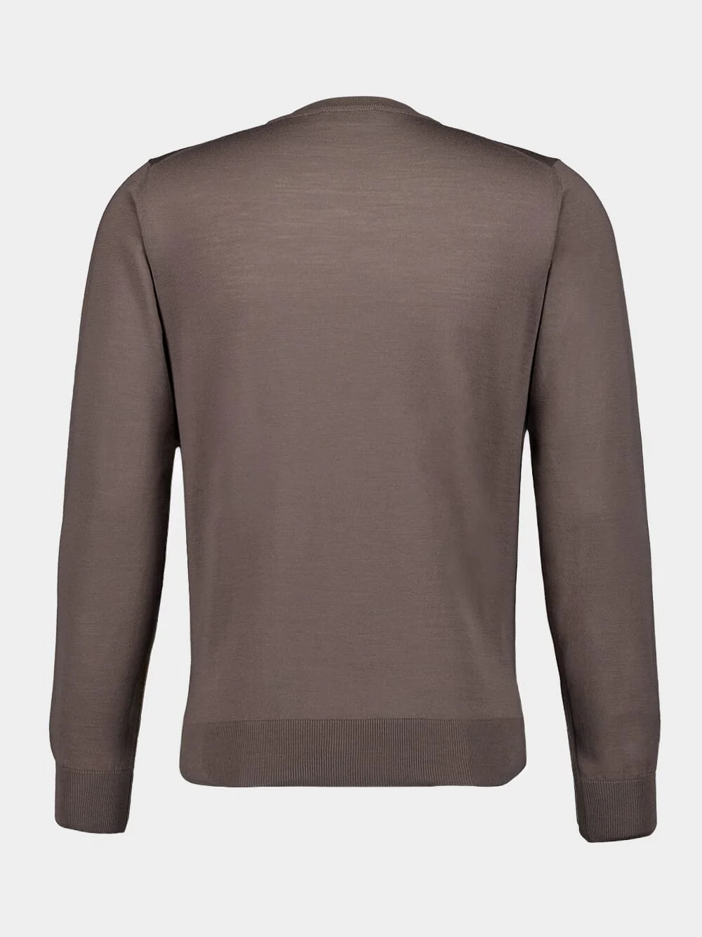 Taupe Virgin Wool Crew Neck Sweater - Image 2