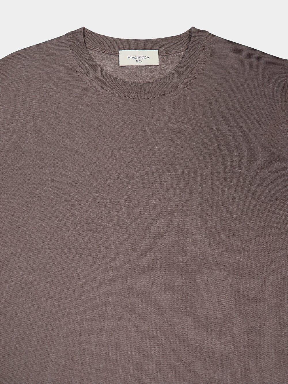 Taupe Virgin Wool Crew Neck Sweater - Image 3