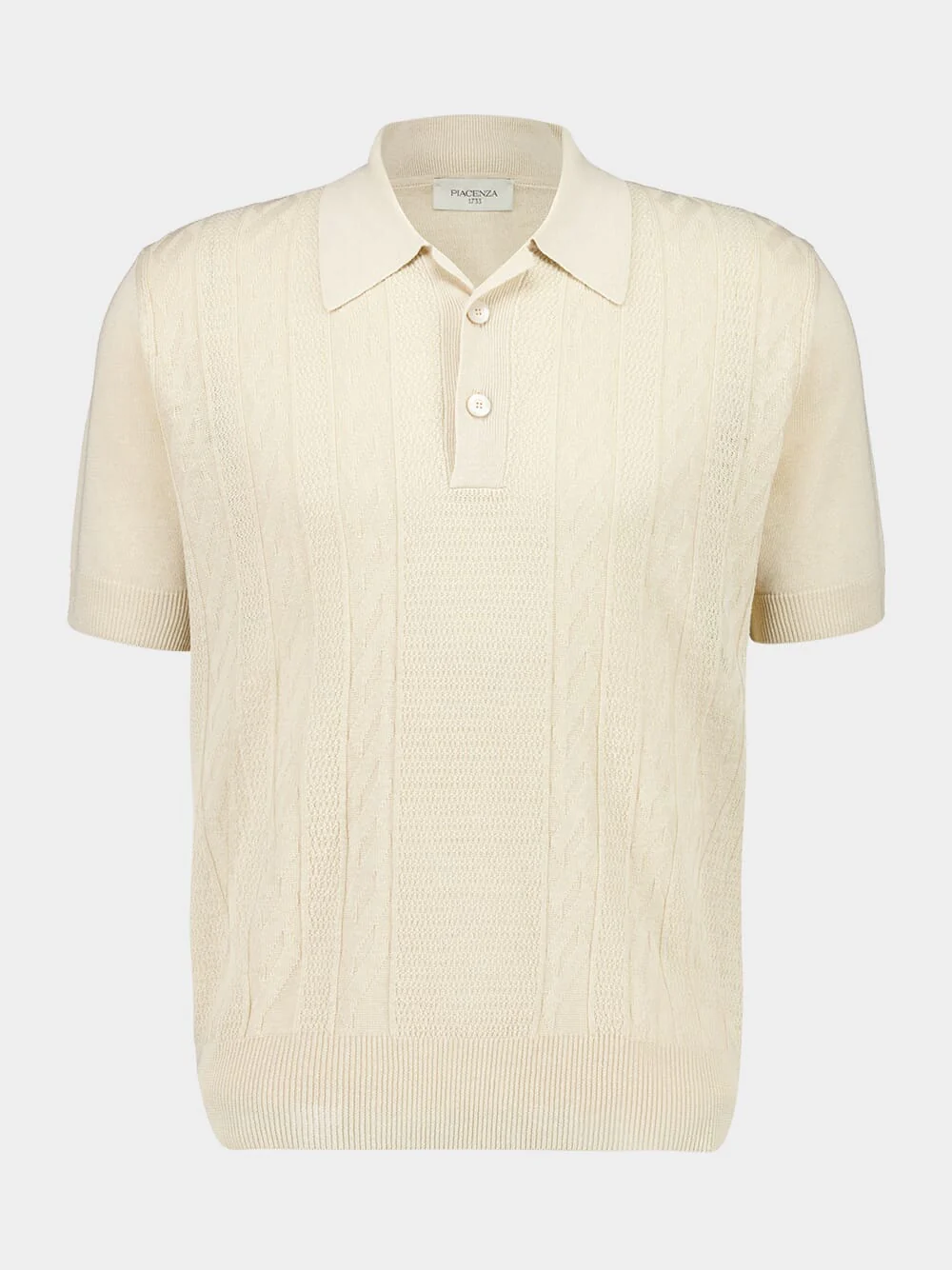 Cream Silk-Linen Polo Shirt
