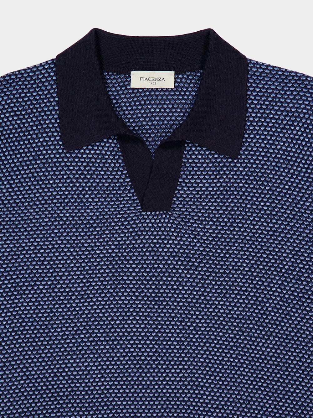 Dark Blue Silk and Linen Sailor Knit Polo - Image 3