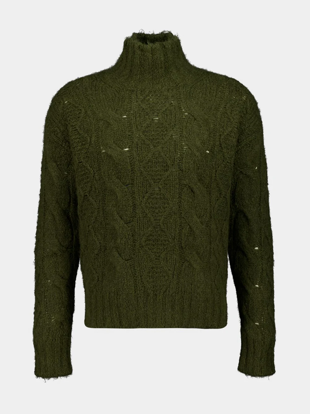 Dark Green Alpaca Cashmere High-Neck Jumper
