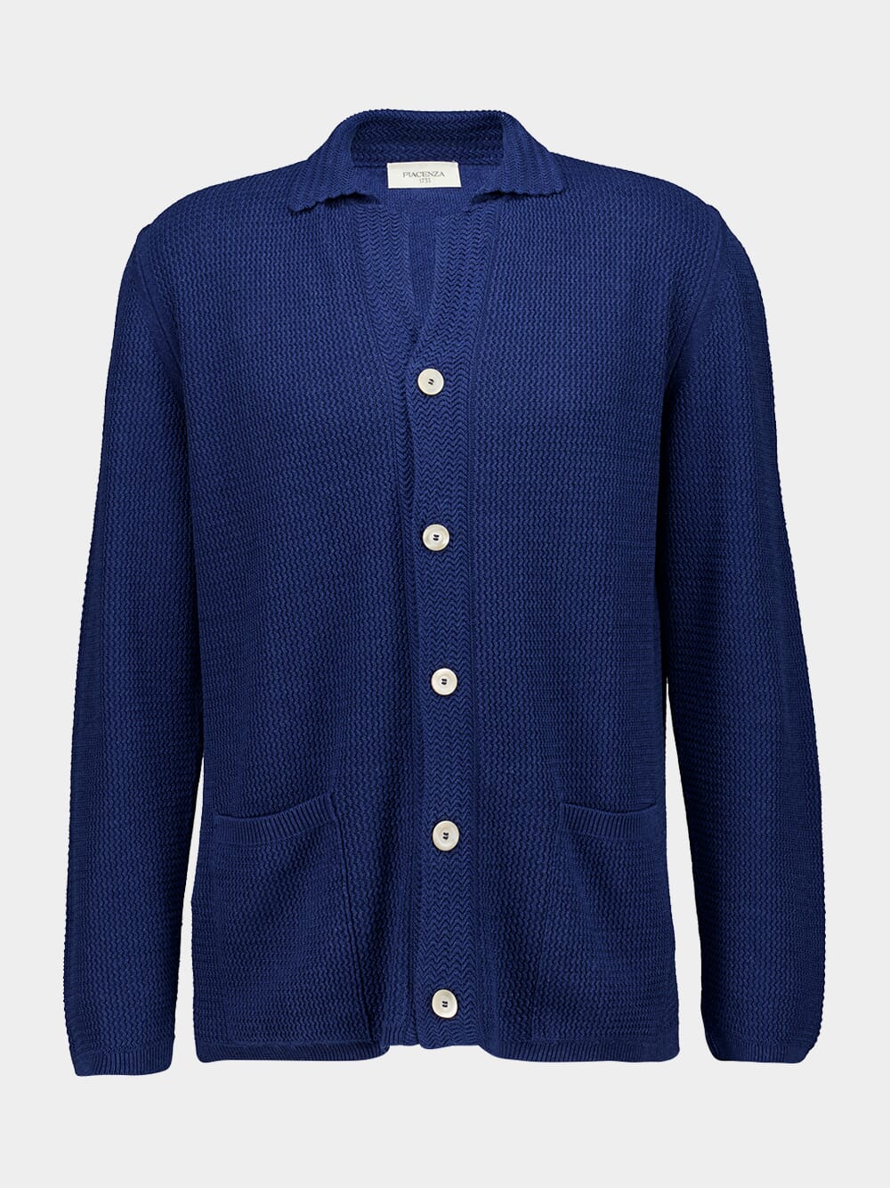 Ecaille Fleur Blue Silk and Cotton Knit Chore Jacket