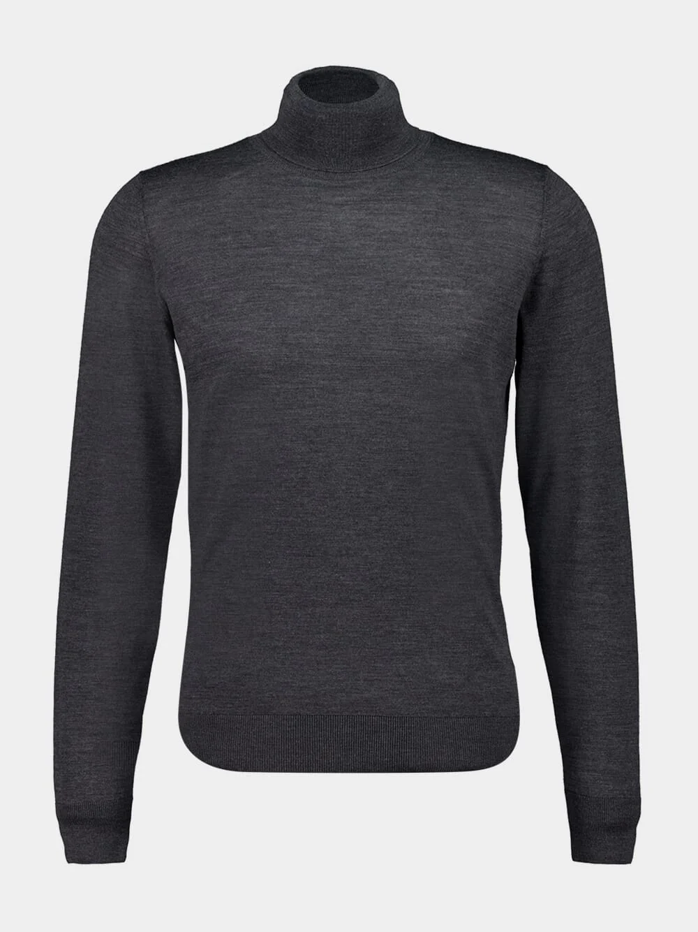 Grey Virgin Wool High-Neck Jumper