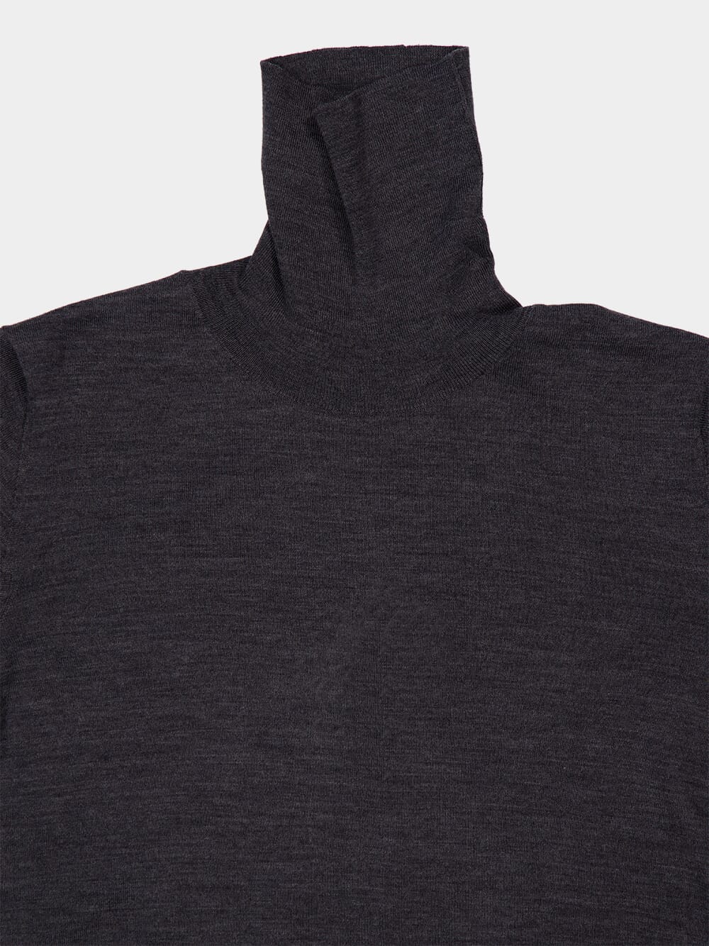 Grey Virgin Wool High-Neck Jumper - Image 3