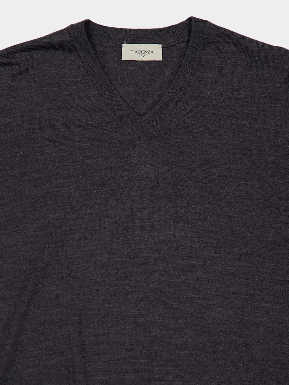 Grey Virgin Wool V-Neck Jumper - Image 3