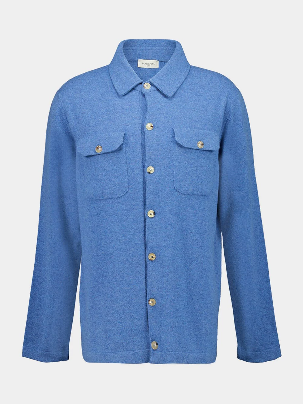 Light Blue Cashmere Button-Up Shirt