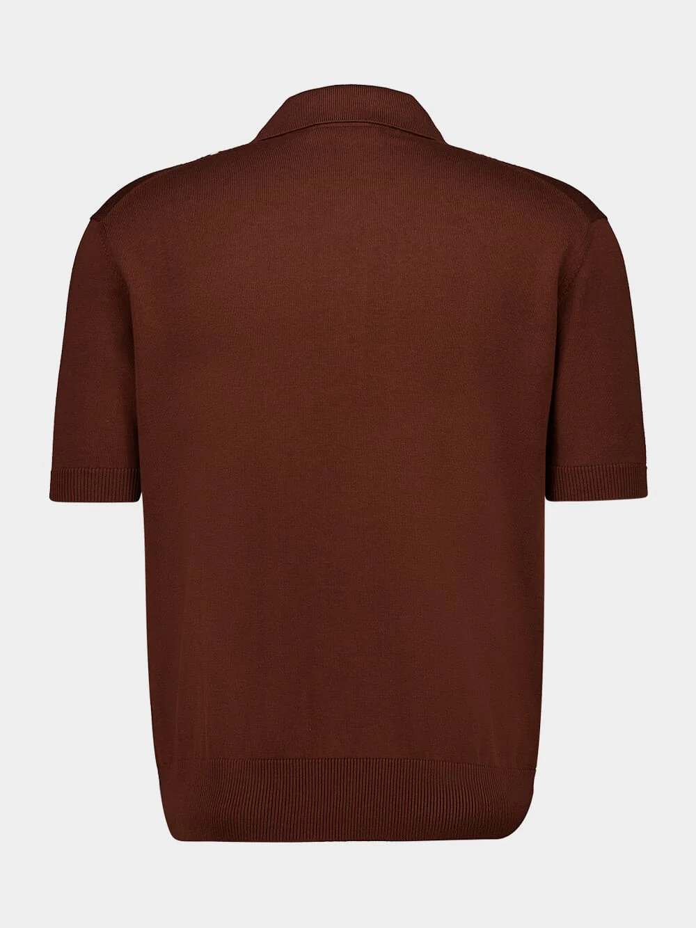 Marron Silk and Cotton Knit Polo - Image 2