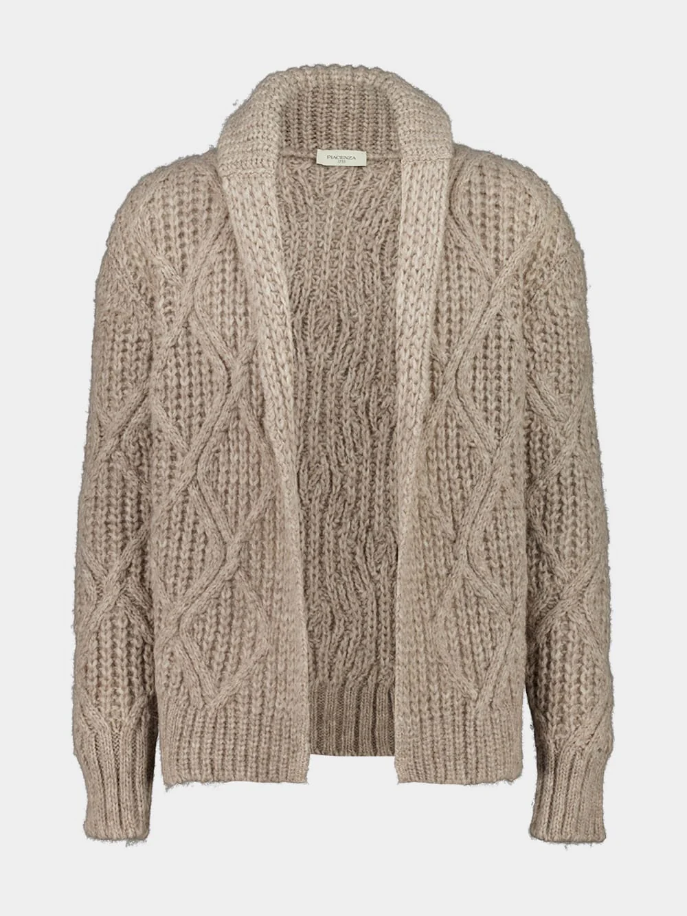 Natural Baby Alpaca Diamond Stitch Cardigan - Image 2