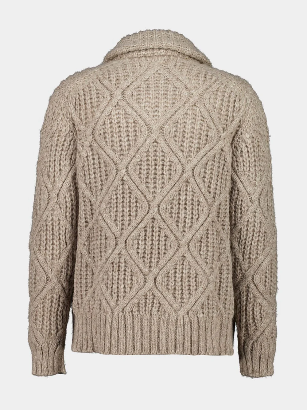 Natural Baby Alpaca Diamond Stitch Cardigan - Image 3
