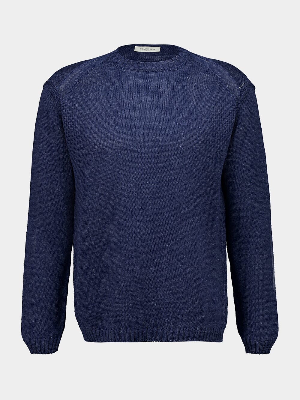 Navy Blue Linen and Cotton Knit Pullover