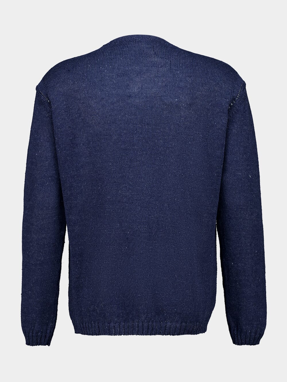 Navy Blue Linen and Cotton Knit Pullover - Image 2