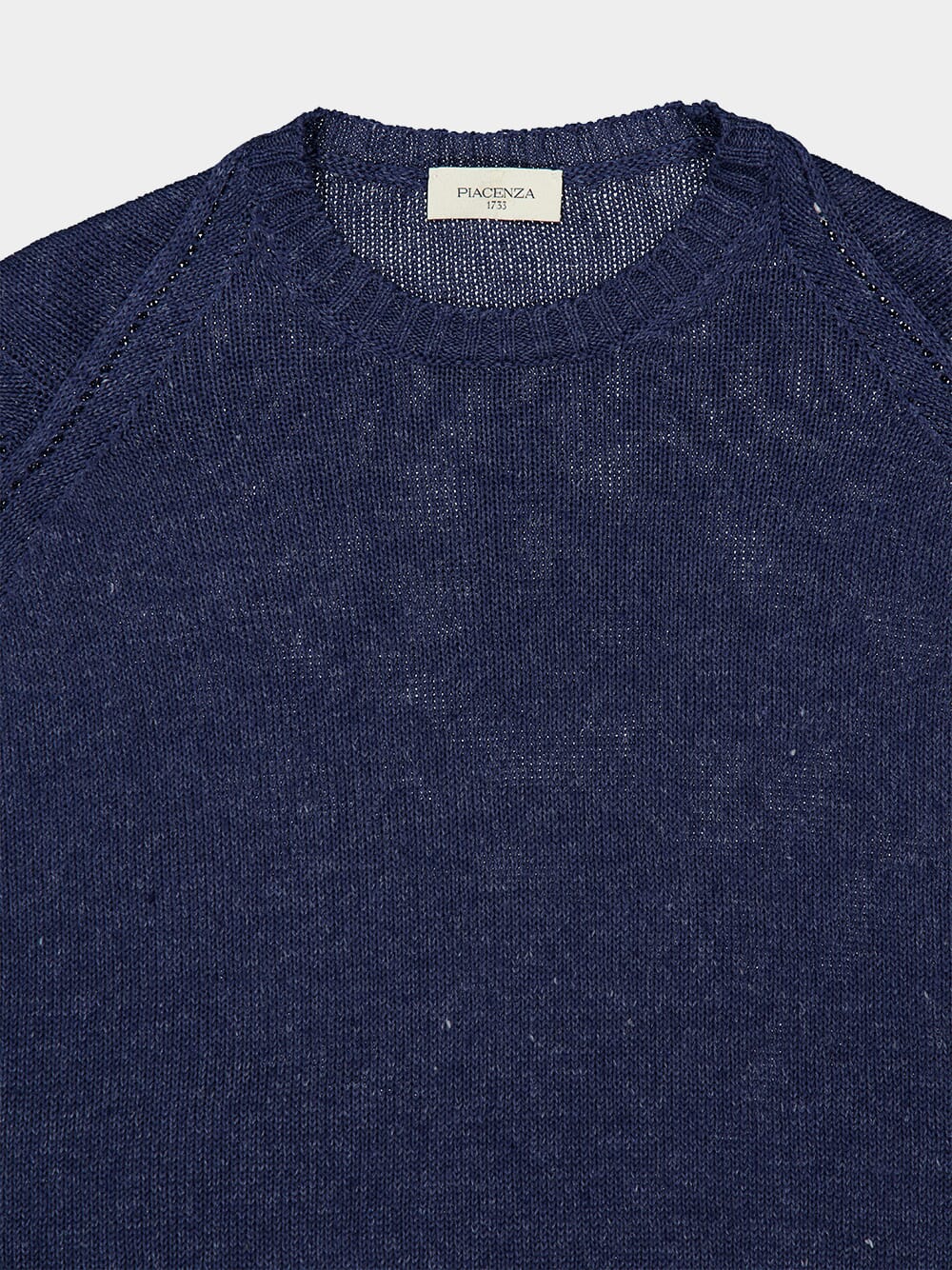 Navy Blue Linen and Cotton Knit Pullover - Image 3