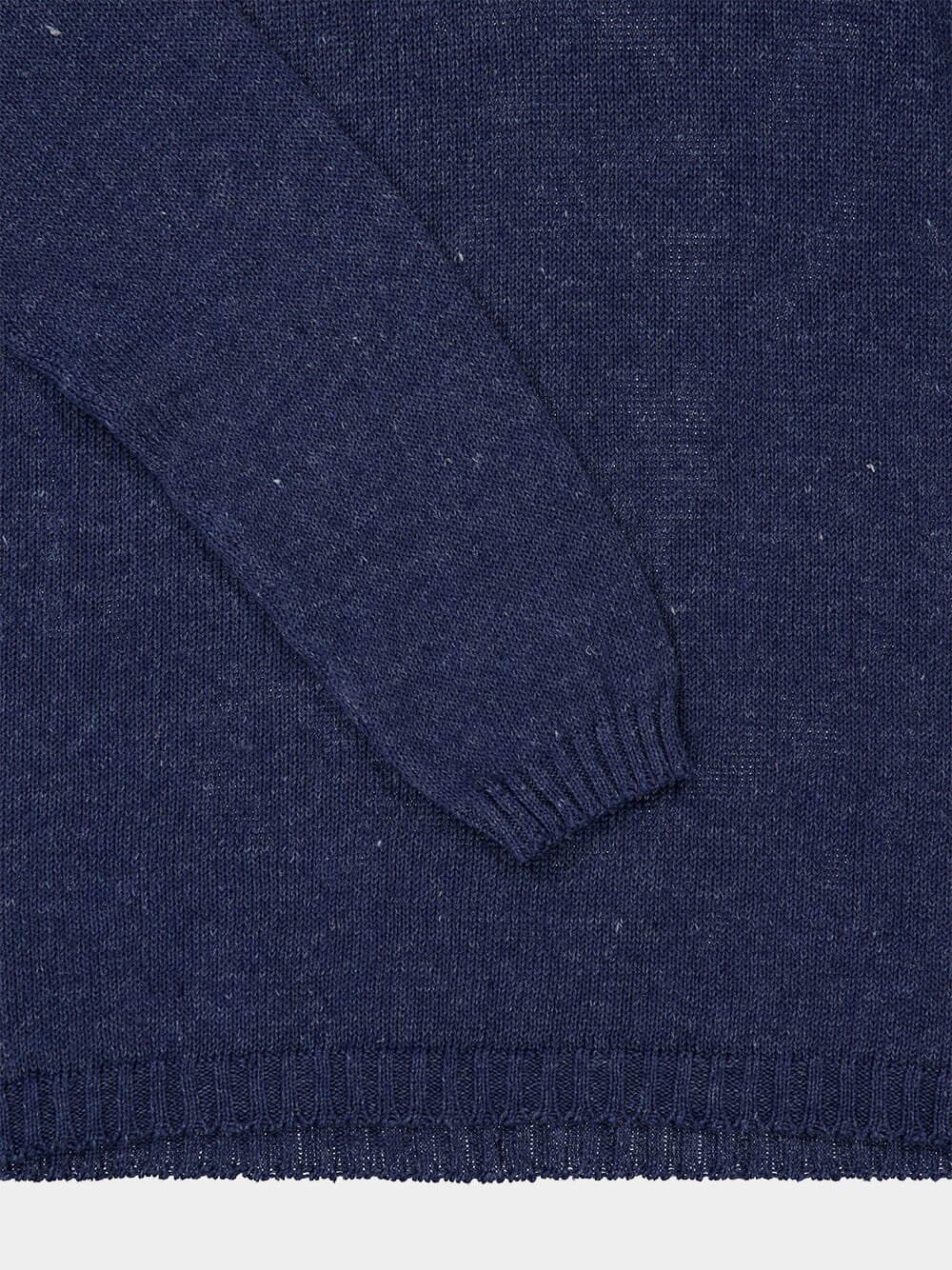 Navy Blue Linen and Cotton Knit Pullover - Image 4