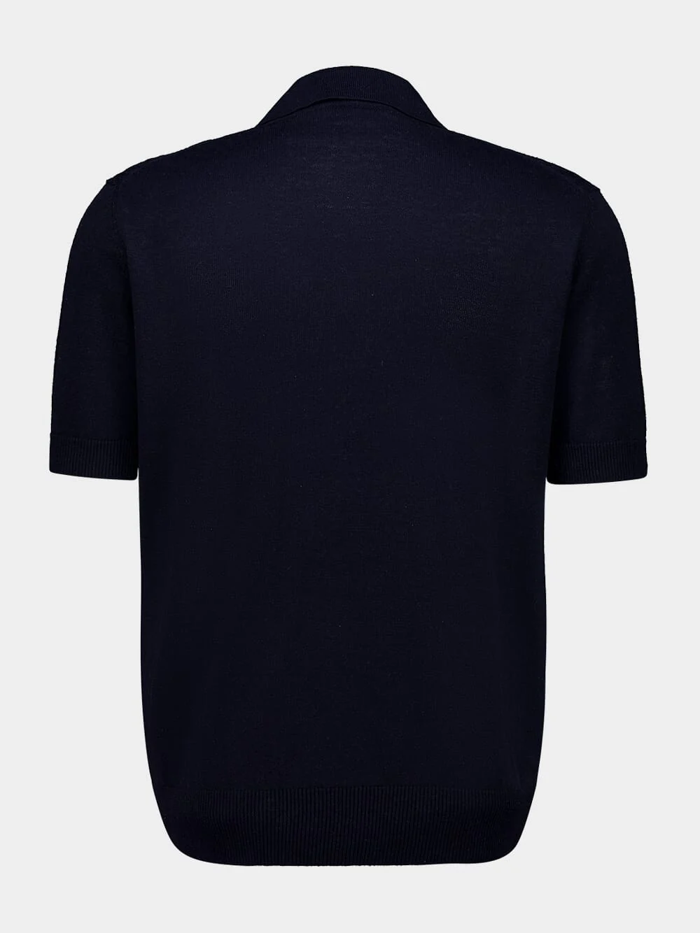 Navy Blue Silk and Cotton Knit Polo - Image 2