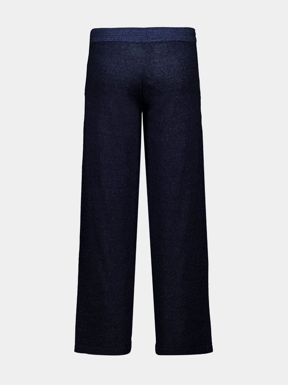Navy Blue Silk and Linen Wide-Leg Trousers - Image 2